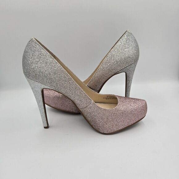 Jessica Simpson Parisah 5" Platform Pump Silver Glitter Ombre Women's Size 8.5 M - Picture 4 of 9